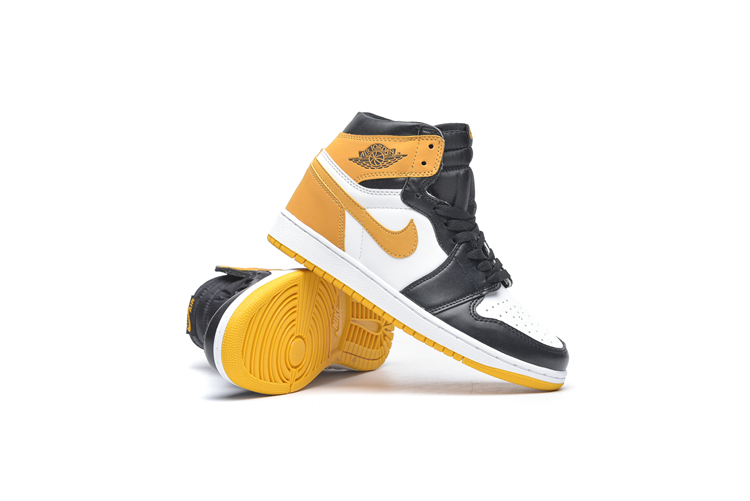 2018 Air Jordan 1 Sky Black White Yellow Shoes
